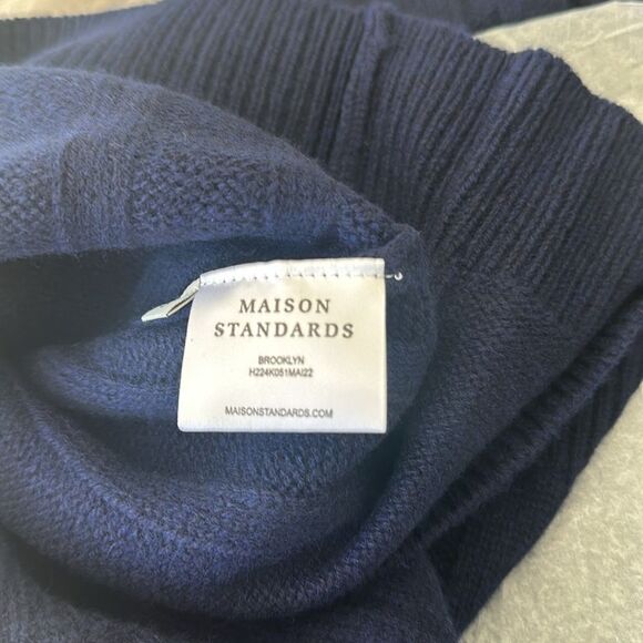 Maison Standard Flat Ribbed High Neck Sweater Navy S NWT IN PACKAGE - Picture 10 of 11